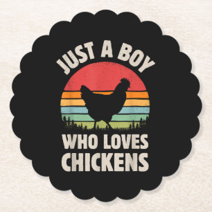 Chicken Gewoon een jongen die van retro Boerderij Kartonnen Onderzetters