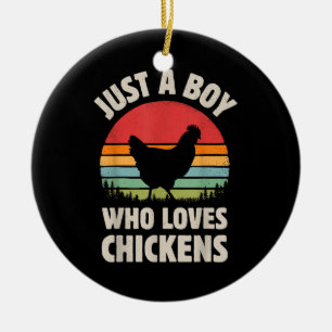 Chicken Gewoon een jongen die van retro Boerderij Keramisch Ornament