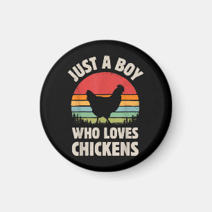 Chicken Gewoon een jongen die van retro Boerderij  Magneet
