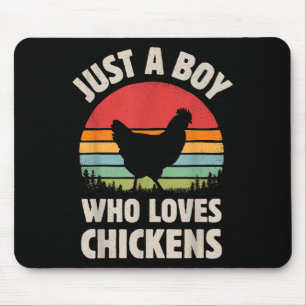 Chicken Gewoon een jongen die van retro Boerderij  Muismat
