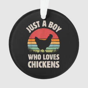 Chicken Gewoon een jongen die van retro Boerderij Ornament
