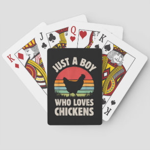 Chicken Gewoon een jongen die van retro Boerderij  Pokerkaarten