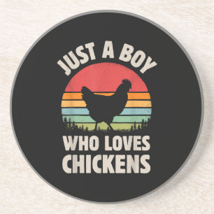 Chicken Gewoon een jongen die van retro Boerderij Zandsteen Onderzetter