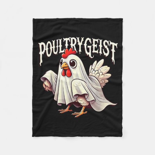 Chicken Ghost Ultrygeist Funny Halloween Farmer Fleece Deken (Voorkant)