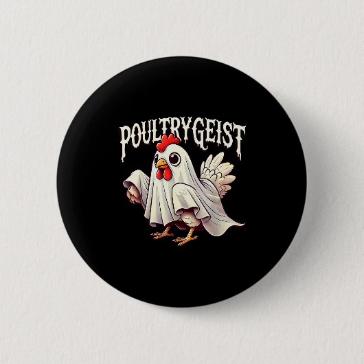 Chicken Ghost Ultrygeist Funny Halloween Farmer Ronde Button 5,7 Cm (Voorkant)