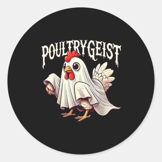 Chicken Ghost Ultrygeist Funny Halloween Farmer  Ronde Sticker (Voorkant)