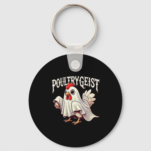 Chicken Ghost Ultrygeist Funny Halloween Farmer Sleutelhanger (Voorkant)