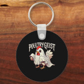 Chicken Ghost Ultrygeist Funny Halloween Farmer Sleutelhanger (Voorkant)