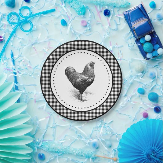Chicken Gingham Papieren Bordje (Feest)