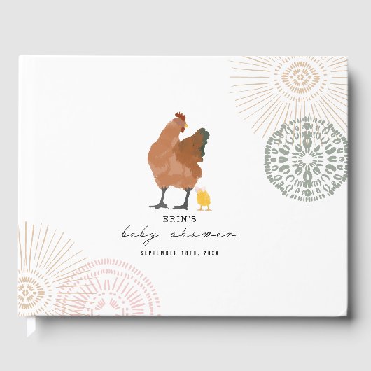 Chicken Girl Baby shower Pink Sage Gastenboek (Voorkant)