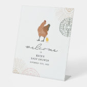Chicken Girl Baby shower Pink Sage Reclamebord Met Voetstuk (Voorkant)