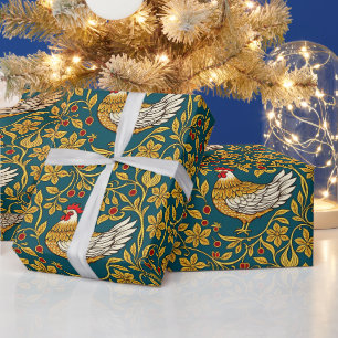 Chicken Golden middeleeuwse bloemenpatroon Cadeaupapier