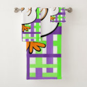 Chicken Green Paars Pset Bathroom Towel sets Bad Handdoek (Insitu)