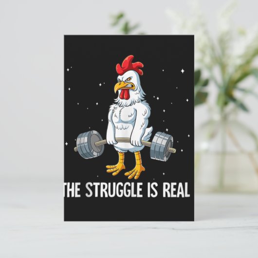 Chicken Gym Gewichtstraining De strijd is echt Kaart (Staand voorkant)