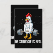 Chicken Gym Gewichtstraining De strijd is echt Kaart (Voorkant / Achterkant)