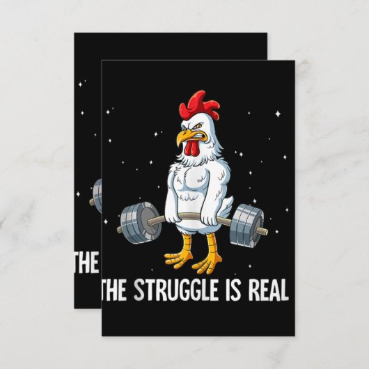Chicken Gym Gewichtstraining De strijd is echt Kaart (Voorkant / Achterkant)