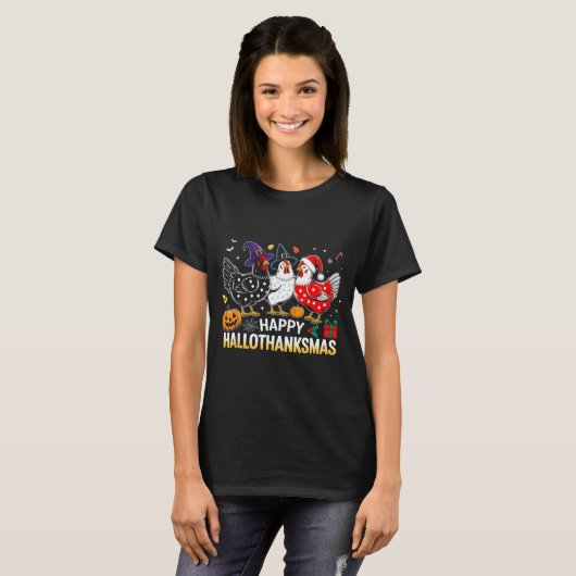 Chicken Halloween Thanksgiving Funny Happy Halloth T-shirt (Voorkant volledig)