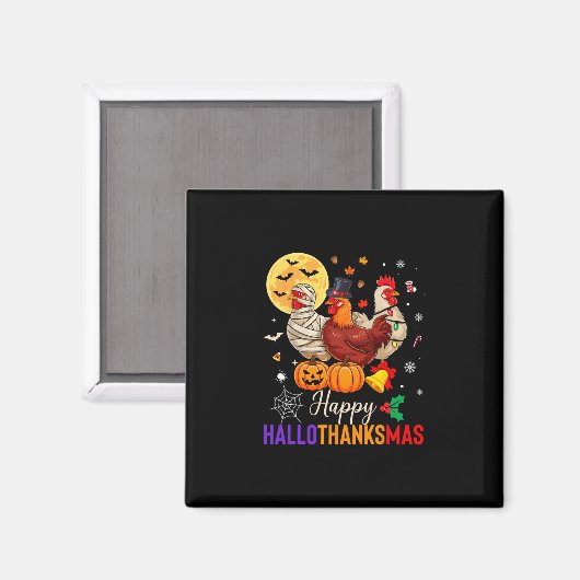 Chicken Halloween Thanksgiving Xmas Happy Hallotha Magneet (Voorkant / Achterkant)