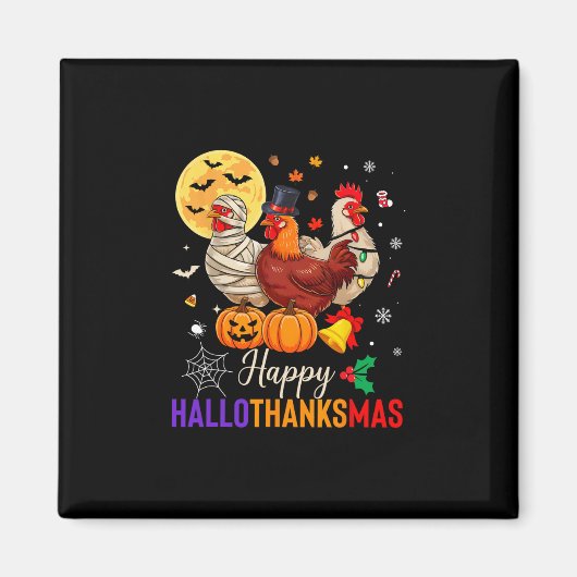 Chicken Halloween Thanksgiving Xmas Happy Hallotha Magneet (Voorkant)
