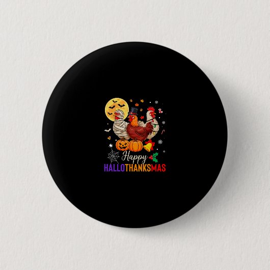 Chicken Halloween Thanksgiving Xmas Happy Hallotha Ronde Button 5,7 Cm (Voorkant)