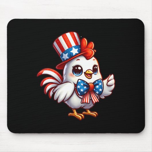 Chicken Happy 4 juli Onafhankelijkheidsdag Mannen Muismat (Voorkant)