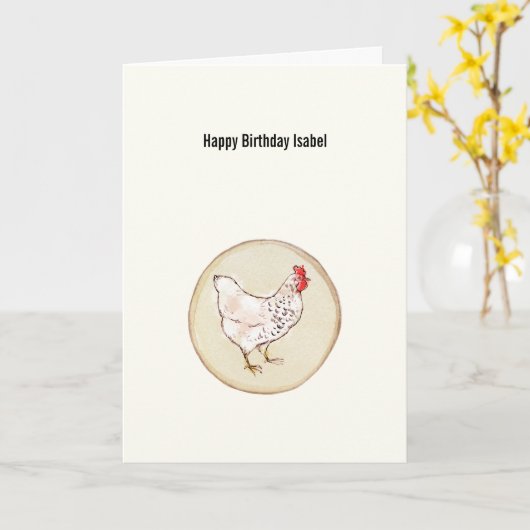 Chicken Happy Birthday Kaart (Gele Bloem)