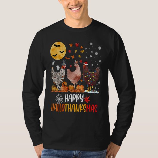 Chicken Happy HalloThanksMas  Halloween Thanksgivi T-shirt (Voorkant)
