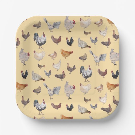 Chicken Happy Paper & Party-Borden Napkins Papieren Bordje (Voorkant)
