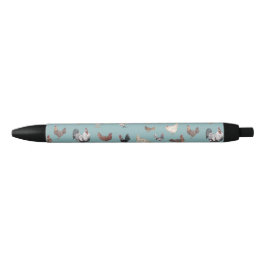 Chicken Happy Patroon Blue Gray Zwarte Inkt Pen