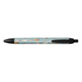 Chicken Happy Patroon Blue Gray Zwarte Inkt Pen (Achterkant)