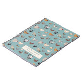 Chicken Happy-patroon groen-grijs Notitieboek (Linkerzijde)