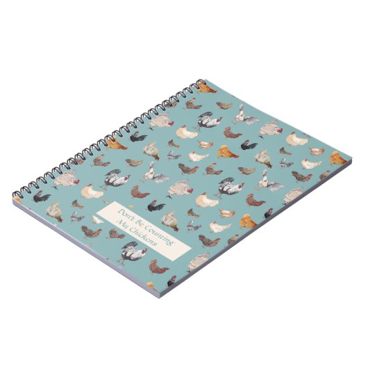 Chicken Happy-patroon groen-grijs Notitieboek (Linkerzijde)