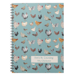 Chicken Happy-patroon groen-grijs Notitieboek