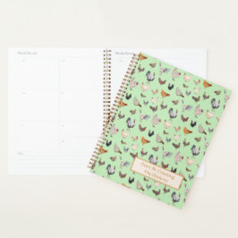 Chicken Happy-patroon Light Green Planner