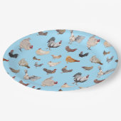 Chicken Happy patroon op Blauw Papieren Bordje (Gekanteld)