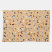 Chicken Happy-patroon op perziken Theedoek (Horizontaal)