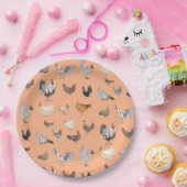 Chicken Happy-patroon op strand Papieren Bordje (Feest)