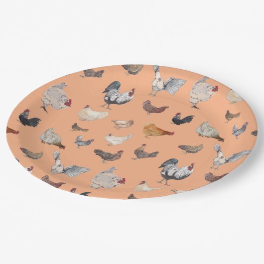 Chicken Happy-patroon op strand Papieren Bordje (Gekanteld)