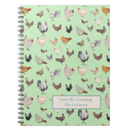 Chicken Happy pattern light green Notitieboek