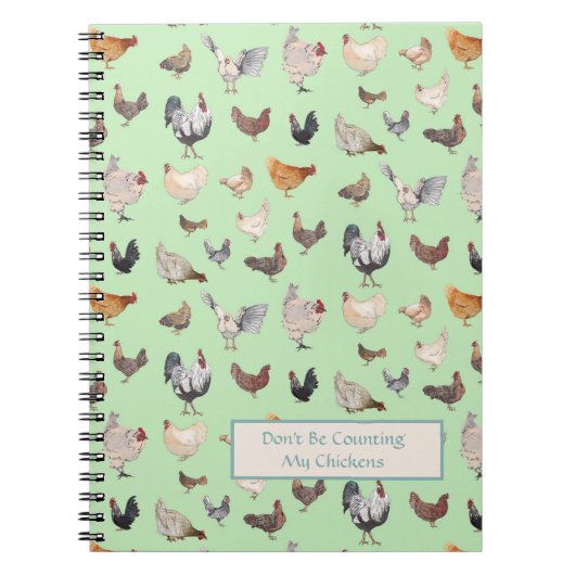 Chicken Happy pattern light green Notitieboek (Voorkant)