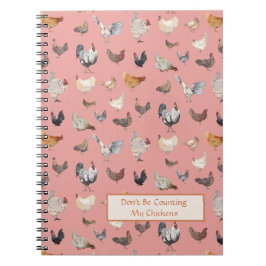 Chicken Happy pattern Pink Notitieboek