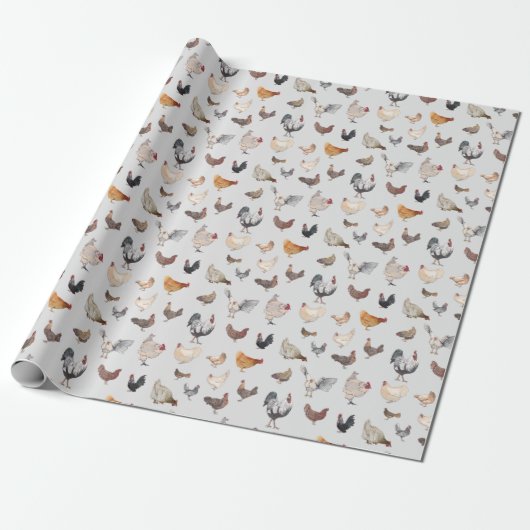 Chicken Happy Wrapping Paper Cadeaupapier (Uitgerold)