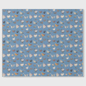 Chicken Happy Wrapping Paper in Denim Blue Cadeaupapier (Vlak)