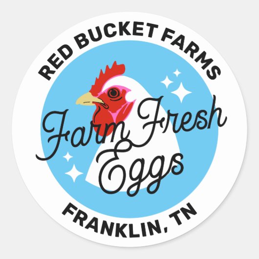 Chicken Head Boerderij Fresh Eggs Karton Label (Voorkant)