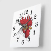 Chicken Head Wall Clock Vierkante Klok (Hoek)