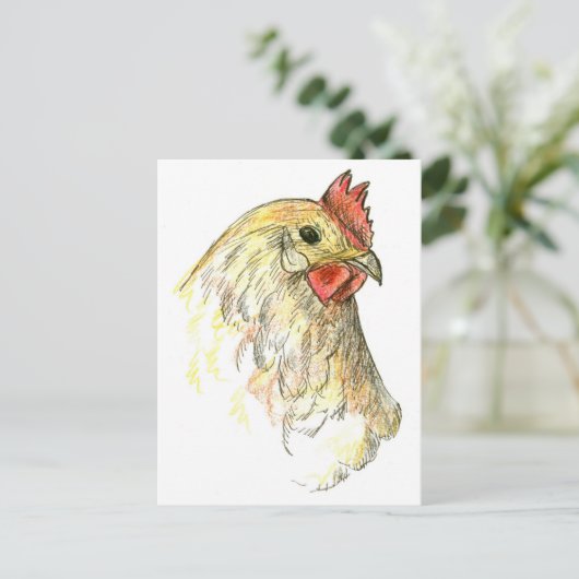 Chicken Hen Bird Boerderij Animal Drawing Briefkaart (Staand voorkant)