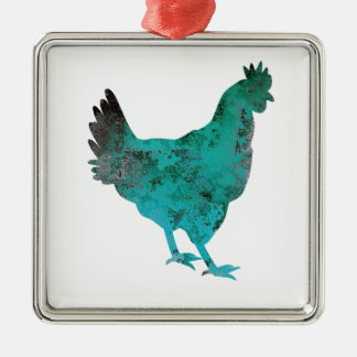 Chicken Hen Blauwgroen Blue op witte achtergrond Metalen Ornament