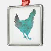 Chicken Hen Blauwgroen Blue op witte achtergrond Metalen Ornament (Links)