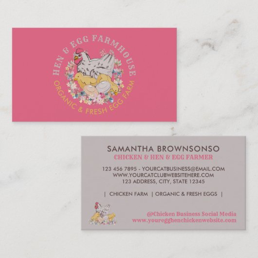 Chicken Hen Egg Farmhouse Visitekaartje (Voorkant / Achterkant)