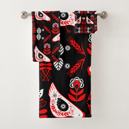Chicken Hen Folk Art Bad Handdoek (Insitu)